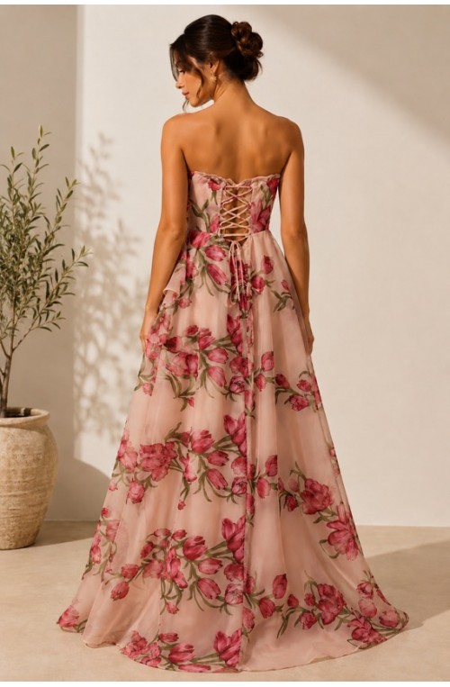 Floral στράπλες τουαλέτα