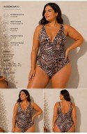 Γυναικείο plus size ολόσωμο μαγιό λεοπάρ