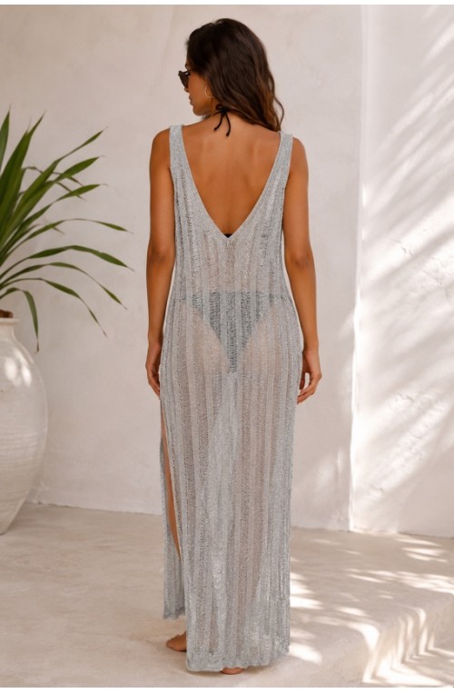 Γυναικείο φόρεμα beachwear ασημί